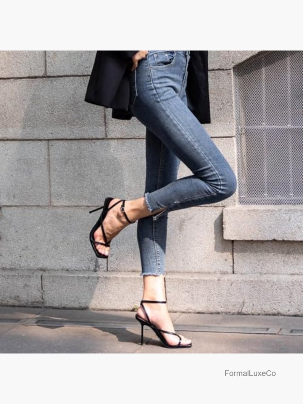 Elisabet Tang Thong Heeled Sandals Women Square Toe Ankle Strap Dress Shoes - Picture 2 of 7